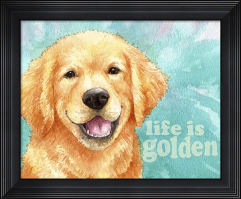 Framed Life Is Golden Retriever Print