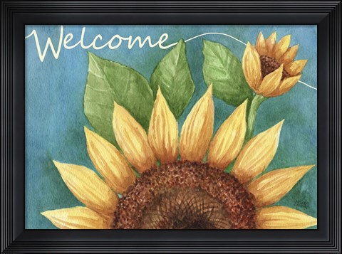 Framed Big Sunflower Welcome Print