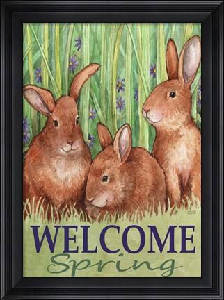 Framed Bunnies Welcome Spring Print