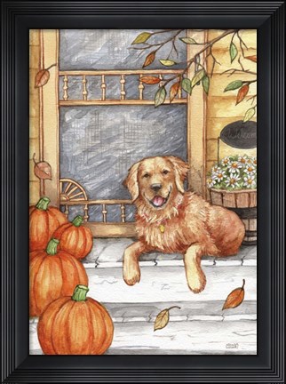 Framed Autumn Golden Welcome Print