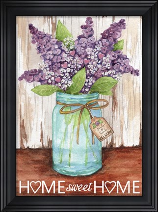 Framed Lilacs Home Sweet Home Jar Print