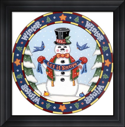 Framed Apple Snowman Print