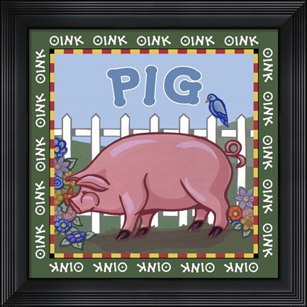 Framed Apple Pig Print