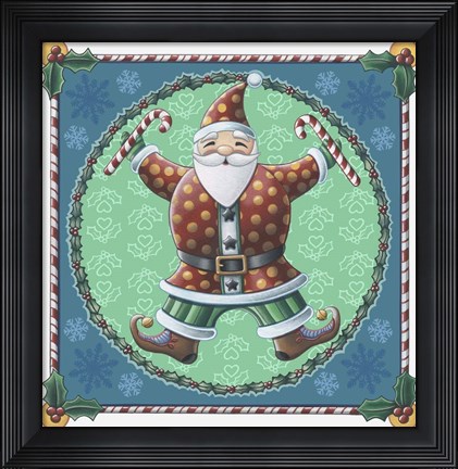 Framed Santa &amp; Snowflakes Print