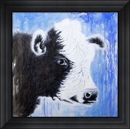 Framed Black and White Cow Print