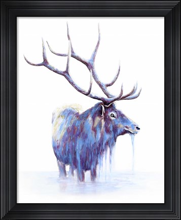 Framed Elk in Water Print