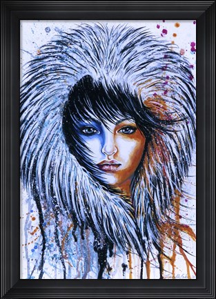 Framed Fire and Ice Girl Portrait Print