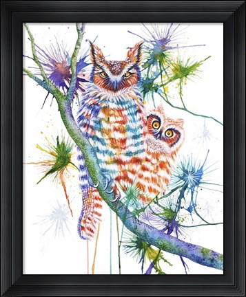 Framed Momma and Baby Owl Print
