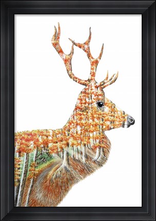 Framed Spirit of the Forest Deer Landscape Print
