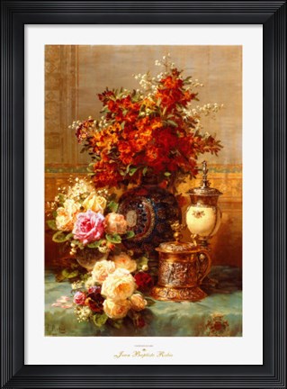 Framed baptiste Robie - Fleurs Sur une Table Print