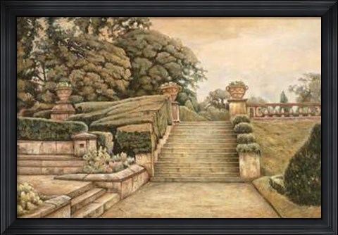 Framed Steps to the Garden I Print