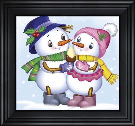 Framed Two Snowmen Print