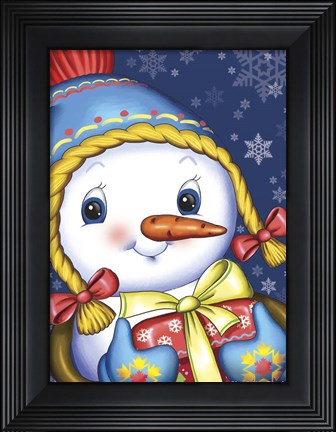 Framed Snow Girl with a Gift Print