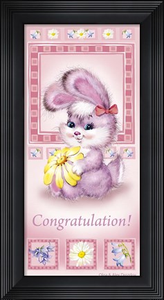 Framed Hare with a Flower Print