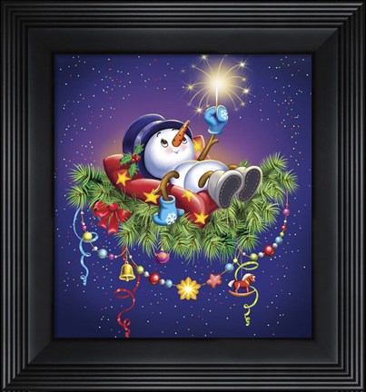 Framed Resting Snowman Print
