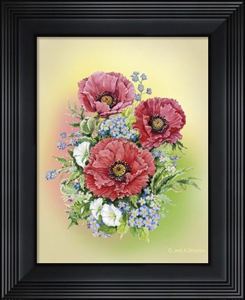 Framed Bouquet of Poppies Print