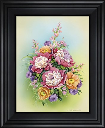 Framed Bouquet with Peonies Print