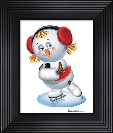 Framed Snowgirl Figure Skater Print