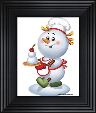Framed Snowman Cook Print