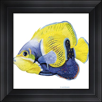 Framed Fish 3 Blue-Yellow Print