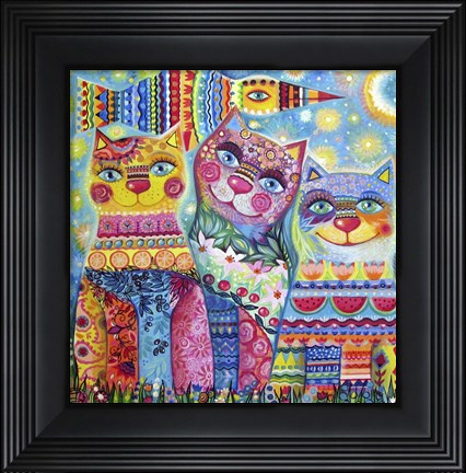 Framed Deco Cats Print