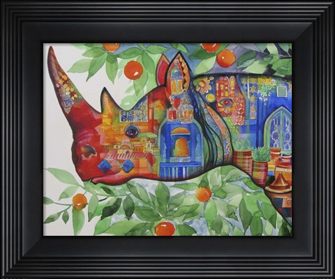 Framed Rhino In Marrakech Print