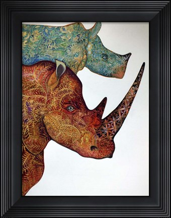 Framed Rhinos Print