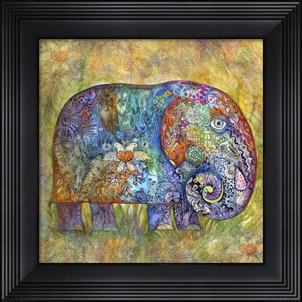 Framed Runes Elephant Print
