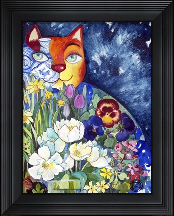 Framed Spring Cat Print