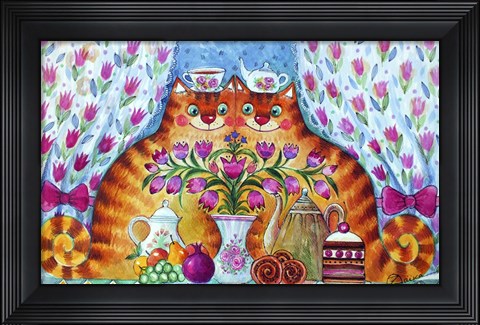 Framed Tea Cats Print