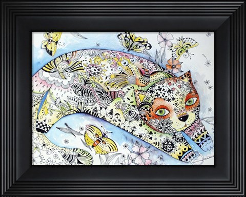 Framed White Cat Print