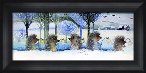 Framed Winter Hedgehogs Print