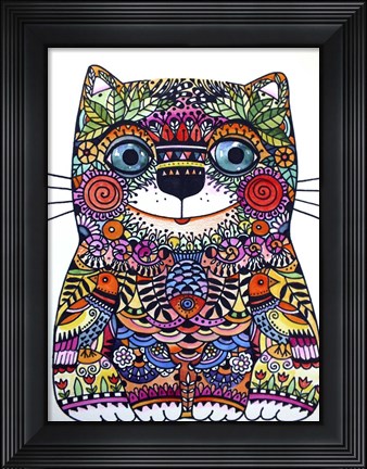 Framed Colorful Happy Cat Print