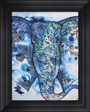 Framed Blue Elephant Print