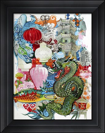 Framed Folk Dragon Print