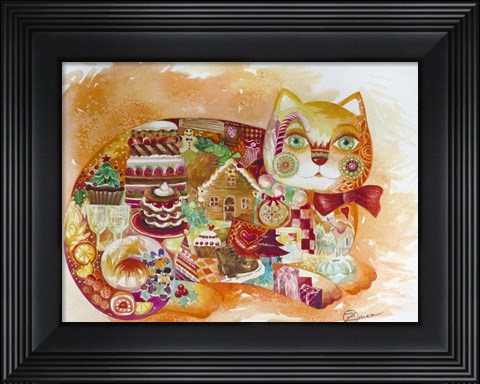 Framed Christmas Cat Print