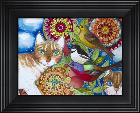 Framed Mandala Cats Print