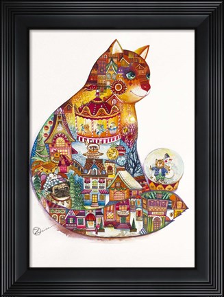 Framed Christmas Cat Print