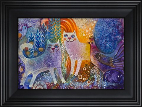 Framed Cats in the Galaxy Print