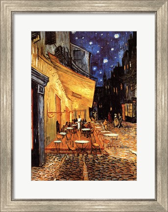 Framed Cafe Terrace on the Place du Forum, Arles, at Night, c.1888 Print