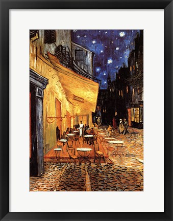 Framed Cafe Terrace on the Place du Forum, Arles, at Night, c.1888 Print