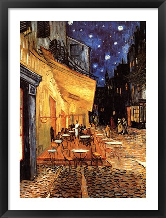 Framed Cafe Terrace on the Place du Forum, Arles, at Night, c.1888 Print