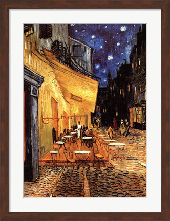 Framed Cafe Terrace on the Place du Forum, Arles, at Night, c.1888 Print
