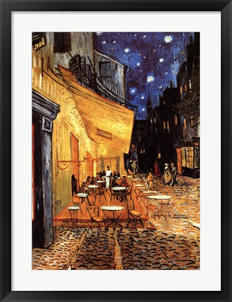 Framed Cafe Terrace on the Place du Forum, Arles, at Night, c.1888 Print