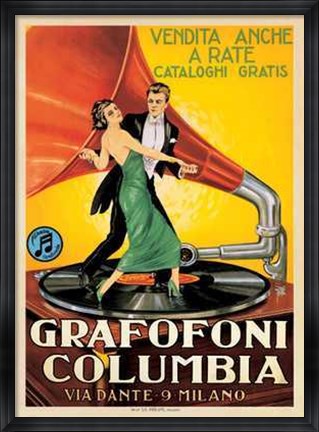 Framed Grafofoni Columbia 1920 Print