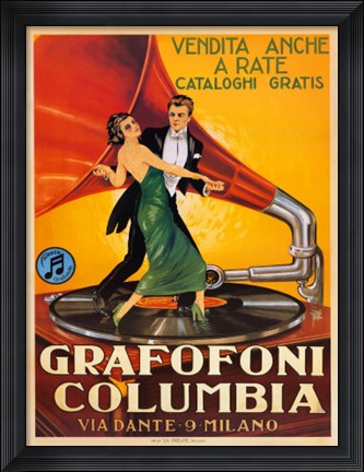 Framed Grafofoni Columbia 1920 Print