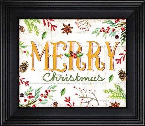 Framed Merry Christmas - Mistletoe Print