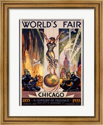 Framed Chicago World&#39;s Fair 1933 Print