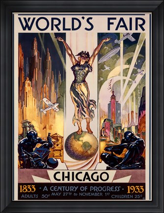 Framed Chicago World&#39;s Fair 1933 Print
