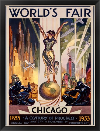 Framed Chicago World&#39;s Fair 1933 Print